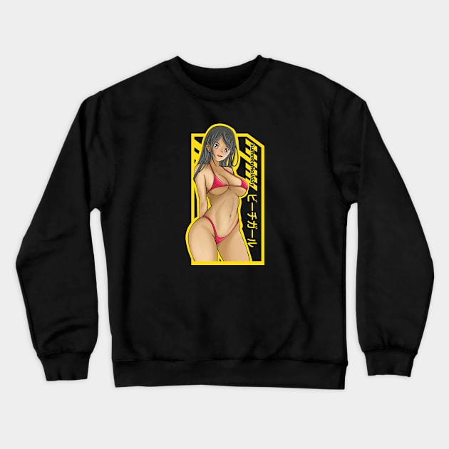 Beach Girl Design Crewneck Sweatshirt by DMD Art Studio